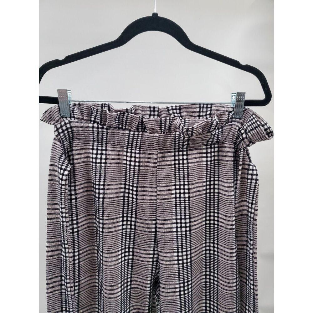 Shein Women's Black White Gray Pants Size Tall XL Drawstring Accent Ruffle Waist